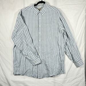 Men's L.L. Bean Cotton XL-TALL Blue White Checkered Long Sleeve Button Up Shirt
